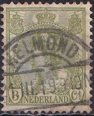 Netherlands 1906 Mi 67, A/USED. The item's condition is visible in the photographs (Scanned 