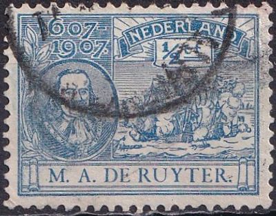 Netherlands 1907 Mi 72, A/USED. The item's condition is visible in the photographs (Scanned 