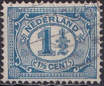 Netherlands 1908 Mi 76, A/USED. The item's condition is visible in the photographs (Scanned 