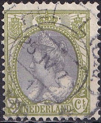 Netherlands 1908 Mi 79, A/USED. The item's condition is visible in the photographs (Scanned 