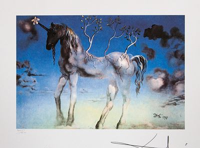 Salvador Dali 'The Unicorn'. Salvador Dali (after) 'The Unicorn' offset lithography, sheet size 
