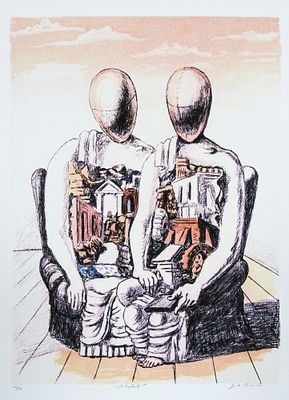 Giorgio De Chirico 'The Archaeologists'. Giorgio De Chirico (after) 'The Archaeologists' offset 