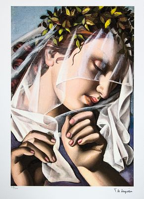 Tamara de Łempicka 'The Flower Wreat'. Tamara de Łempicka (after) 'The Flower Wreat' offset 