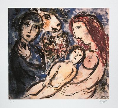 Marc Chagall, Untitled. Marc Chagall (after) untitled, offset lithograph, signed bottom right 