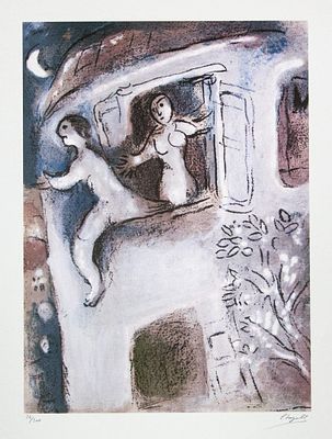 Marc Chagall 'David Saved by Michal'. Marc Chagall (after) 'David Saved by Michal' offset 
