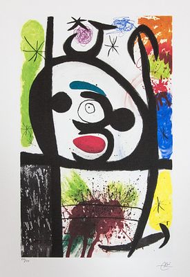 Joan Miro 'The Spinning Woman'. Joan Miro (after) 'The Spinning Woman' lithography print, sheet 