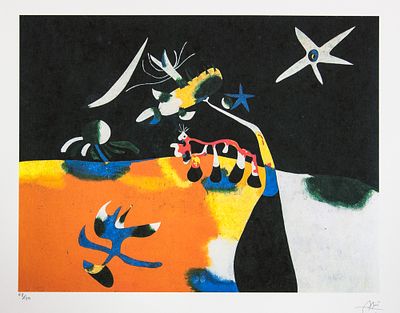 Joan Miro 'Sherrie Levine'. Joan Miro (after) 'Sherrie Levine' lithography print, sheet size 56 