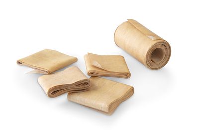 Set Parashiyot of Tefillin Shel Rosh and Yad, most ancient, Sephardic script, from the Balkan 