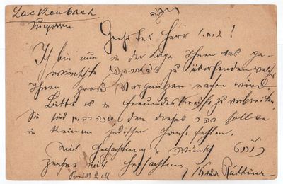 Postcard with New Year’s blessings from Rabbi Yehuda Cohen Krausz. Lakenbach, 1905. Postcard 