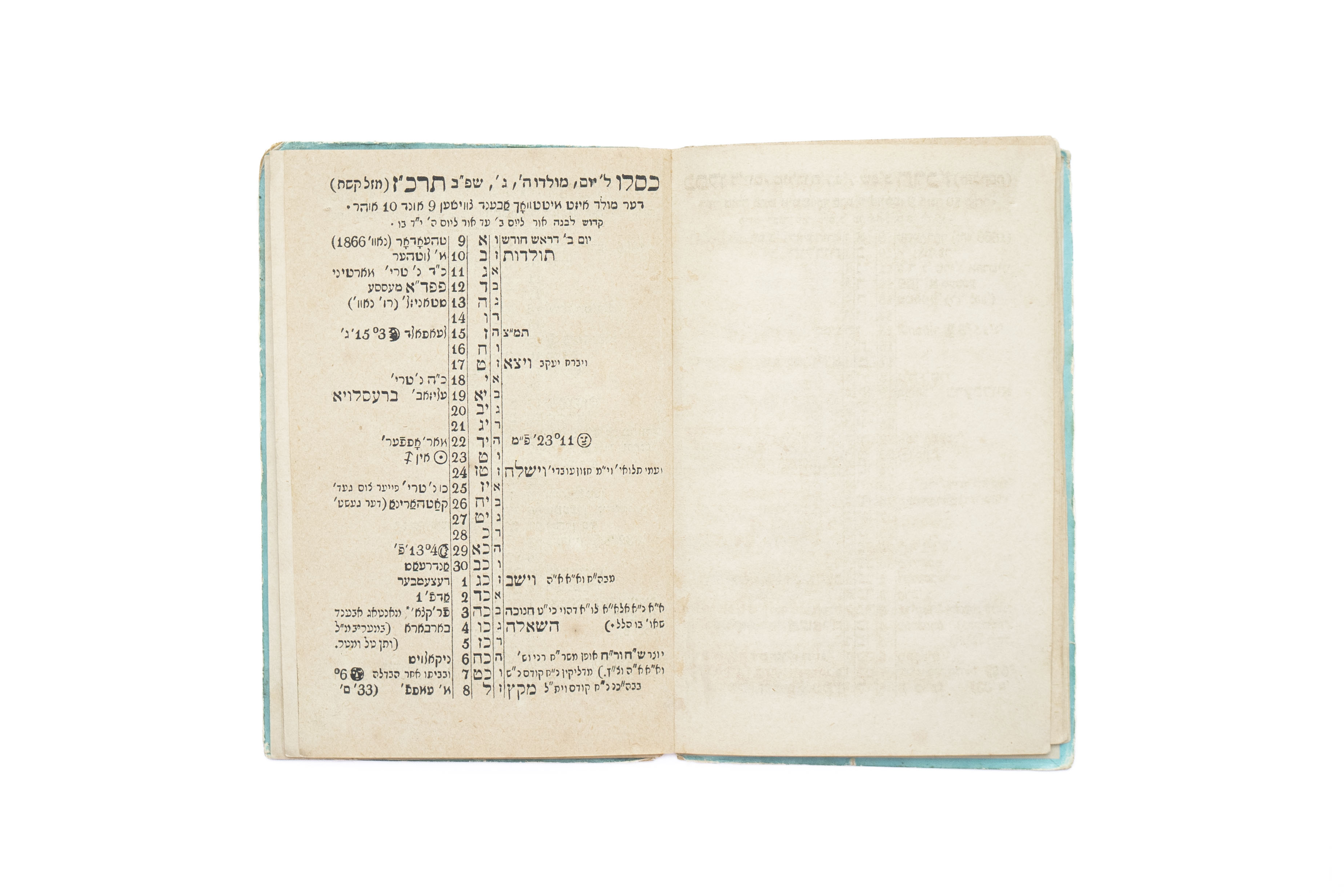 מקבץ [2] לוחות: לוח משנת תרכ"ז (ברעסלויא 1866), נדיר. ולוח עברי טייטש פון ...