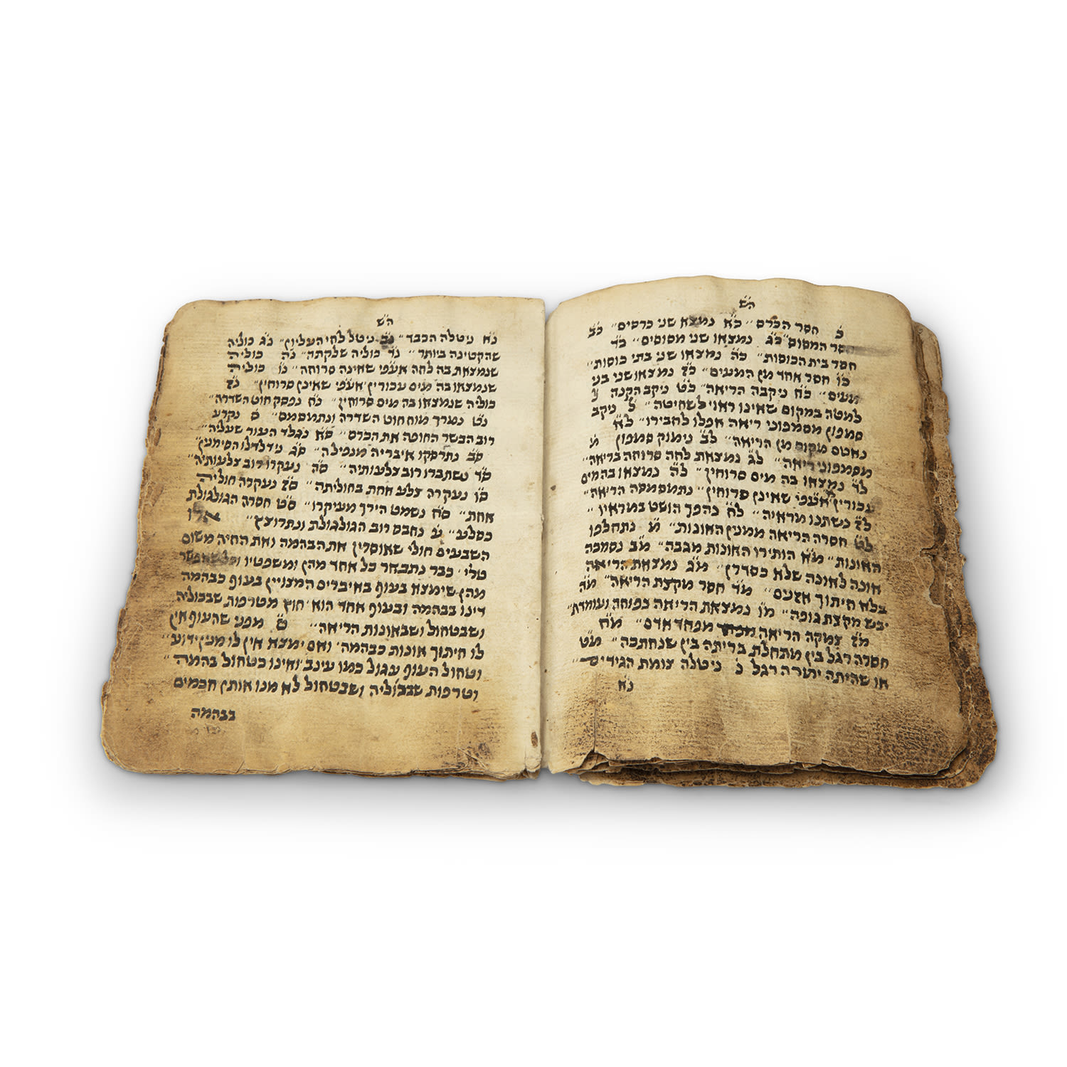 Yemenite manuscript: a part of Hilchot Shechita by the Rambam. With several ...