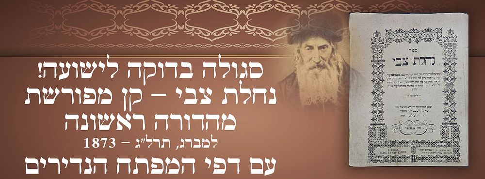 סגולה בדוקה לישועה! נחלת צבי - קן מפורשת. מהדורה ראשונה. למברג, תרל"ג - 1873. - עם דפי המפתח 