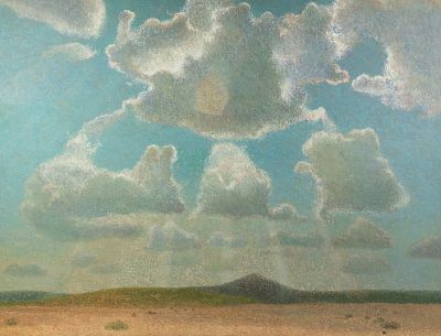 Hib Sabin Pastoral Landscape Oil on Board Painting. A Hib Sabin (American b.1935) oil on board 