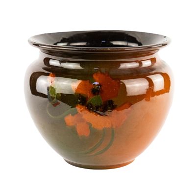 Weller Louwelsa Ceramic Art Pottery Jardiniere. A Weller Louwelsa Pansy art pottery ceramic 