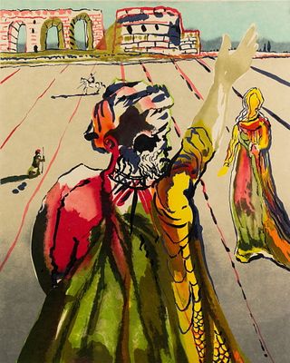 Salvador Dali 'Poet Advises the Maiden' AP Lithograph. A Salvador Dali (Spanish, 1904-1989) 