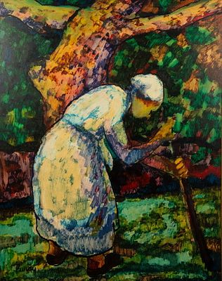 Donald Purdy Farmer Woman Oil on Board. Donald Roy Purdy (American, 1924 - 2016) oil on board 