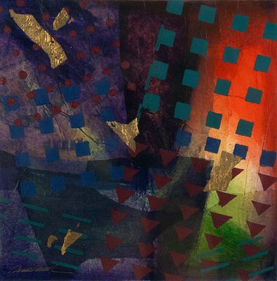 Frank Rowland Mixed Media on Paper. A Frank Rowland (American, 1927-2012) mixed media on paper 