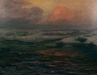 Herbert W.J. Turner Seascape Oil on Canvas Painting. A Herbert William John Turner (English 