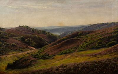 Danish School Landscape Oil on Canvas Painting. A Danish School oil on canvas painting depicting 
