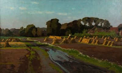 Dirk Wiggers Pastoral Landscape Oil on Canvas. A Dirk Wiggers (Dutch, 1866-1933) oil on canvas 