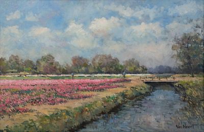 A. Van Noort Pastoral Landscape Oil on Canvas Painting. An Andrianus Cornelius Van Noort 
