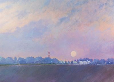 Joseph Pitts 'Delta Farms' Oil on Board. A Joseph Pitts (American, 1945-2014) oil on board 