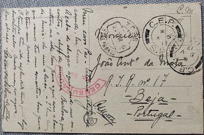 Portugal France Postal Code – illustrated postal item sent to Portugal with postmark CEP / SPC 