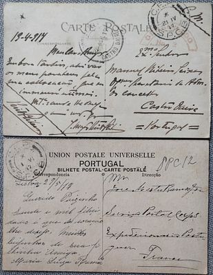 Portugal France CEP – Two illustrated postcards sent to Portugal with CEP / SPC 8 postmarks 