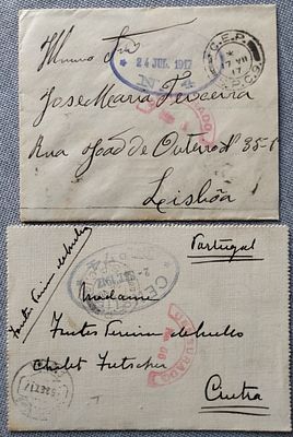 Portugal France CEP – Two exempt envelopes sent to Portugal with CEP/SPC 9 and CEP/SPC 10 