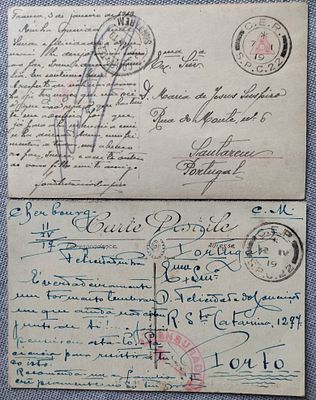 Portugal France CEP – two illustrated postcards sent to Portugal with CEP / SPC 22 postmarks 