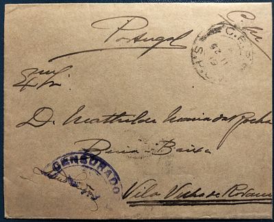 Portugal France CEP – exempt envelope circulated to Portugal, marked CEP / SPC 7., censored on 