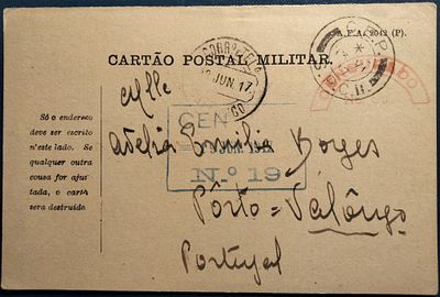 Portugal France Postal Code – “MILITARY POSTCARD” circulated from SPC 11 to Valongo.