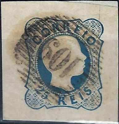 Portugal – 1855/58 D. Pedro V, curly hair, 25 rs. blue stamp MF12a obliterated with numerical 