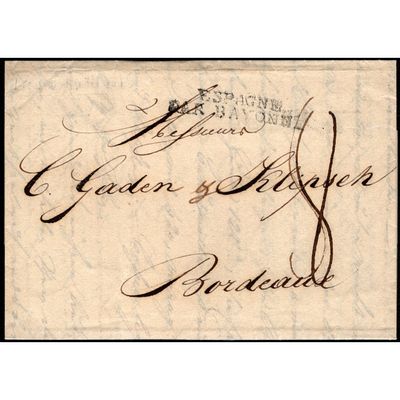 Letter written in Lisbon (August 24, 1816) and circulated to Bordeaux, postage paid on arrival 