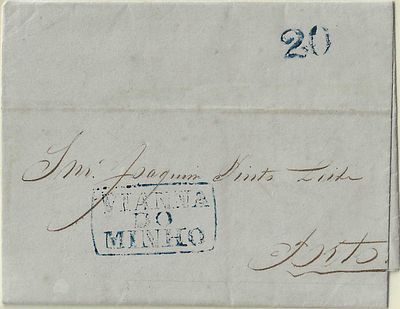 Viana do Minho – A blue stamp, LF VCT7, on a letter dated Viana (May 22, 1946) to Porto (May 22 