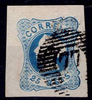 Portuguese Merchandise stamps from the 1st reform. Stamp D. Maria Mf#2, 25 r&eacute;is blue 