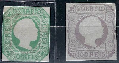 Portugal D. Pedro V, straight hair, new MF8 and MF9 () with close margins, 50 rs with oxidation 