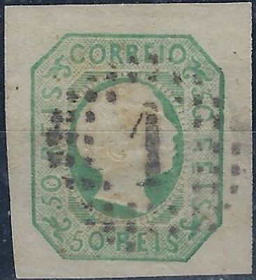 Portugal D. Pedro V, straight hair, MF8 used with 3 luxury margins and one normal margin, vc €130