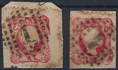 Portugal D. Pedro V, curly hair, MF13 used in fragment with particular serration Eisenach 