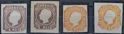 Portugal 1862/4 D. Lu&iacute;s I, 4 new stamps (), MF14a luxury margins, MF14b and two MF15 stamps in 