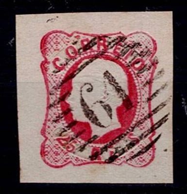 Portugal 1862-64 D. Luis, Borja Freire. Stamp Mf#16, 25 reis crimson, not perforated , plain 