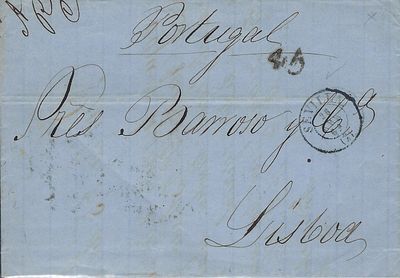 Portugal. Envelope sent from Seville on April 26, 1962, with payment of 45 r&eacute;is for first 