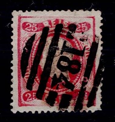 Portuguese (Brazil): Marcofilia Portugal 1862-64 D. Luis, curved ribbon, perforated . Stamp 