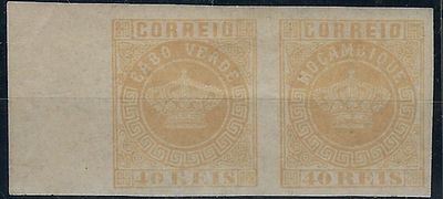 Mozambique 1881 Crown pair with Cape Verde seal and the clich&eacute; error with Mozambique without 