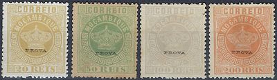 Mozambique 1877 Crown REPRINTS of 1885 and 1905 with small PROOF new ()