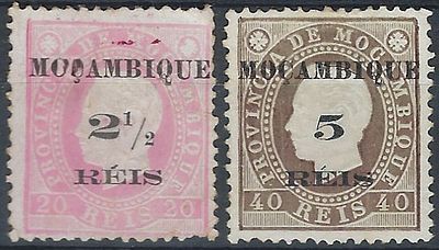 Mozambique 1897 D. Lu&iacute;s I right ribbon with surcharge, new set MF5&frac12;, stamp of 2&frac12; over 20 rs. 