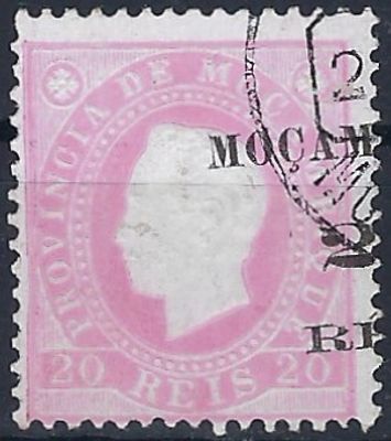 Mozambique 1897 D. Lu&iacute;s I right ribbon with surcharge, stamp used MF51 with offset overload 