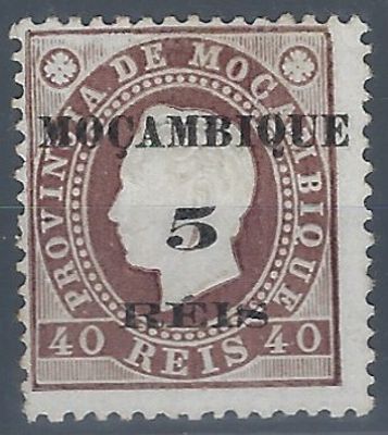 Mozambique 1897 D. Lu&iacute;s I right ribbon with surcharge, new stamp () MF52, vc €100