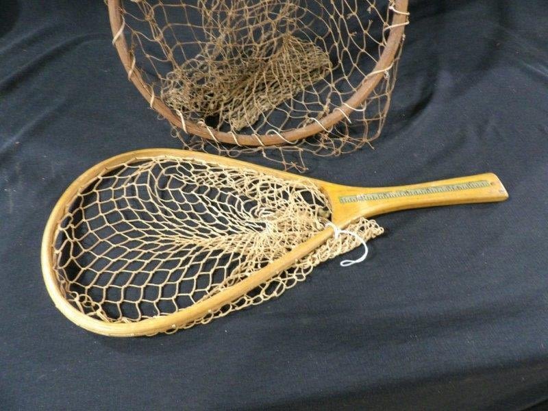 Lot 467 Lot of 2 Early Wooden Fishing Nets Inc. Cummings w/ 7″ Ruler