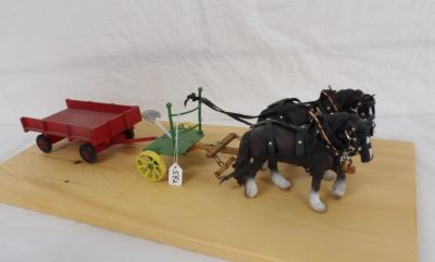 2 HORSE HITCH. FORE CART AND HAY WAGON, 43 IN LONG 1-16 SCALE